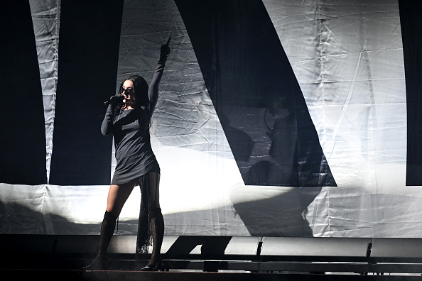 LONDON, ENGLAND - SEPTEMBER 12: Charli XCX performs at the H&M&LONDON musical event to kick off London Fashion Week at Copperbox on September 12, 2024 in London, England. 