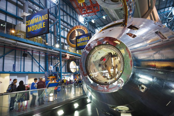 Interior of the Apollo/Saturn V Center in the Kennedy Space Center.